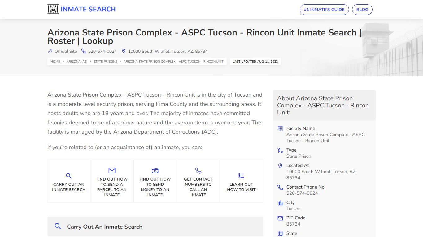 ASPC Tucson - Nationwide Inmate Search | Inmate Lookup